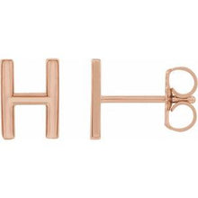Load image into Gallery viewer, 14K Rose Single Initial H Earring
