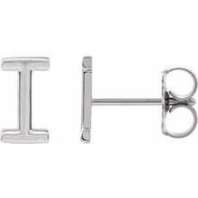 Load image into Gallery viewer, 14K White Single Initial I Earring
