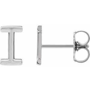 14K White Single Initial I Earring