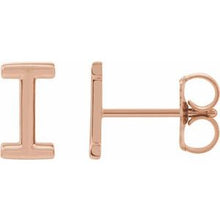 Load image into Gallery viewer, 14K Rose Single Initial I Earring
