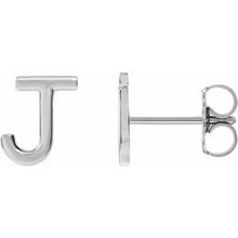 Load image into Gallery viewer, Platinum Single Initial J Earring
