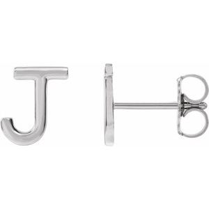 Platinum Single Initial J Earring