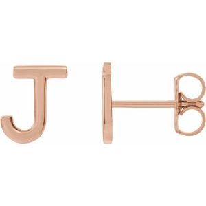 14K Rose Single Initial J Earring