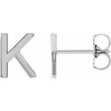 Load image into Gallery viewer, Sterling Silver Single Initial K Earring
