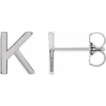 Load image into Gallery viewer, Platinum Single Initial K Earring
