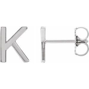 Platinum Single Initial K Earring