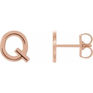 14K Rose Single Initial Q Earring