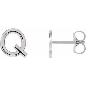 Platinum Single Initial Q Earring