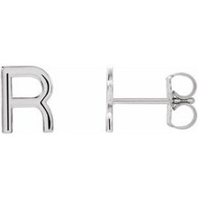 Load image into Gallery viewer, Platinum Single Initial R Earring
