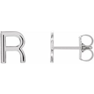 Platinum Single Initial R Earring