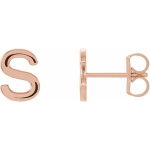 14K Rose Single Initial S Earring