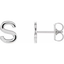 Load image into Gallery viewer, 14K White Single Initial S Earring
