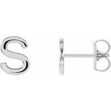 Load image into Gallery viewer, Platinum Single Initial S Earring

