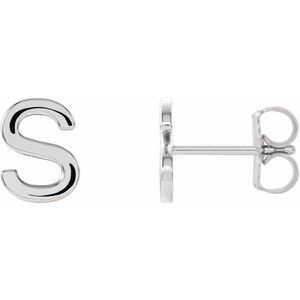 Platinum Single Initial S Earring