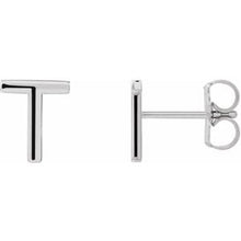 Load image into Gallery viewer, Platinum Single Initial T Earring
