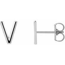 Load image into Gallery viewer, 14K White Single Initial V Earring
