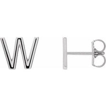 Load image into Gallery viewer, Platinum Single Initial W Earring
