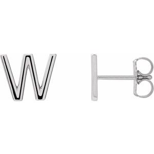 Platinum Single Initial W Earring