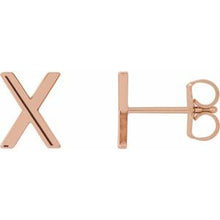 Load image into Gallery viewer, 14K Rose Single Initial X Earring
