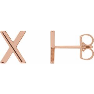 14K Rose Single Initial X Earring