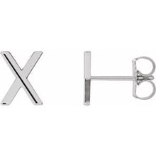 Load image into Gallery viewer, 14K White Single Initial X Earring
