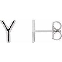 Load image into Gallery viewer, 14K White Single Initial Y Earring
