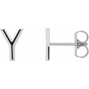 14K White Single Initial Y Earring