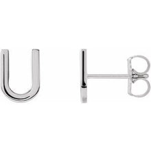 Load image into Gallery viewer, Platinum Single Initial U Earring
