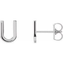 Load image into Gallery viewer, 14K White Single Initial U Earring
