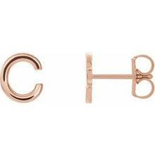 Charger l&#39;image dans la galerie, 14K Rose Single Initial C Earring
