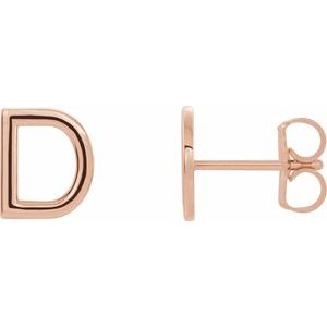 14K Rose Single Initial D Earring