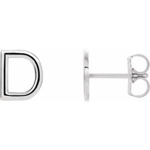 Platinum Single Initial D Earring