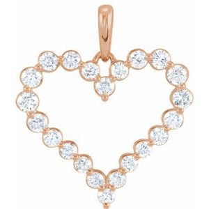 14K Rose 1 CTW Diamond Heart Pendant