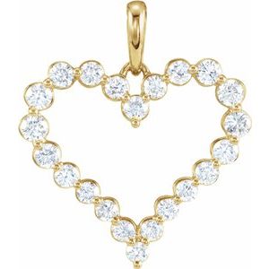 14K Yellow 1 CTW Diamond Heart Pendant
