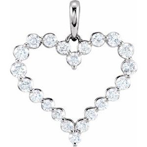 14K White 1 CTW Diamond Heart Pendant