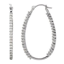 Load image into Gallery viewer, Platinum 1 CTW Diamond Inside-Outside Oval Hoop Earrings
