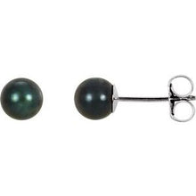 Load image into Gallery viewer, 14K White 5 mm Black Akoya Cultured Pearl Earrings
