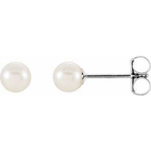 Load image into Gallery viewer, 14K White 4 mm White Akoya Cultured Pearl Earrings
