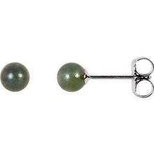 Charger l&#39;image dans la galerie, 14K White 4 mm Black Akoya Cultured Pearl Earrings
