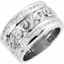 Load image into Gallery viewer, Platinum 1 CTW Diamond Scroll Anniversary Band
