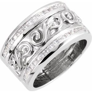 Platinum 1 CTW Diamond Scroll Anniversary Band