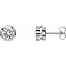 Load image into Gallery viewer, 14K White 1 CTW Lab-Grown Diamond Tapered Bezel-Set Stud Earrings
