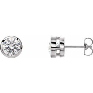 Round Tapered Bezel-Set Earrings 