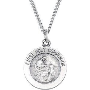 Sterling Silver 18 mm First Communion Medal