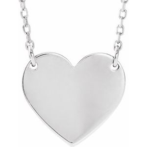 Sterling Silver Engravable 12x11 mm  Heart 16-18