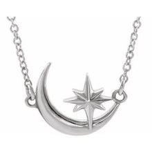Load image into Gallery viewer, Sterling Silver Crescent Moon &amp; Star 16-18&quot; Necklace

