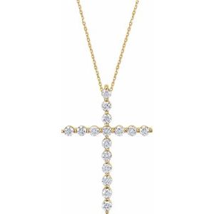 14K Yellow 1 1/4 CTW Diamond Cross 18