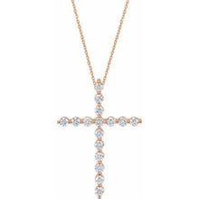 Load image into Gallery viewer, 14K Rose 1 5/8 CTW Diamond Cross 18&quot; Necklace
