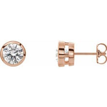 Load image into Gallery viewer, 14K Rose 1 CTW Lab-Grown Diamond Tapered Bezel-Set Stud Earrings
