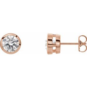 14K Rose 1 CTW Lab-Grown Diamond Tapered Bezel-Set Stud Earrings